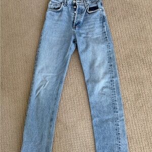 Agolde Button-Fly Blue Denim Jeans